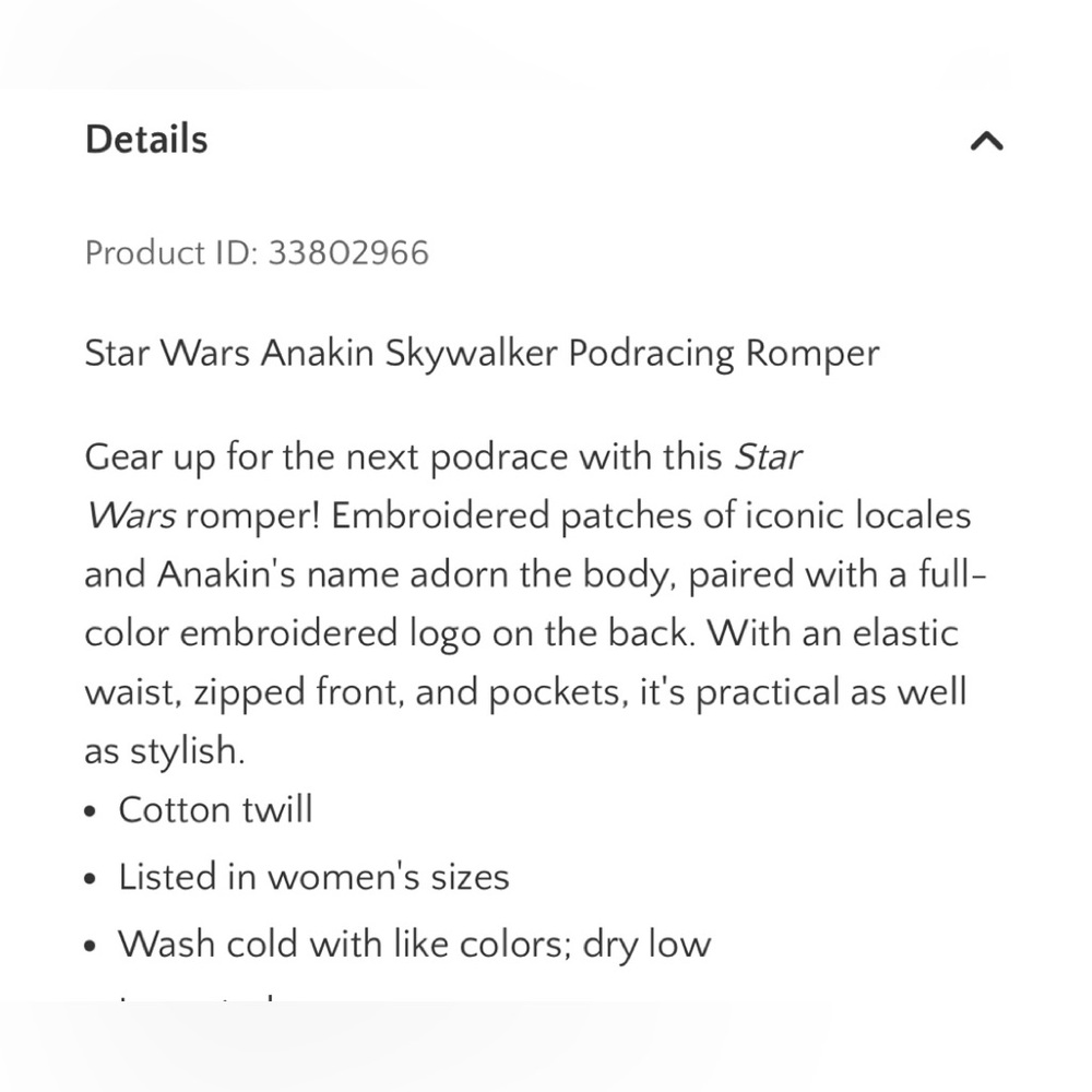 Star Wars Beige and Navy Jumpsuit - Picture 10 of 13